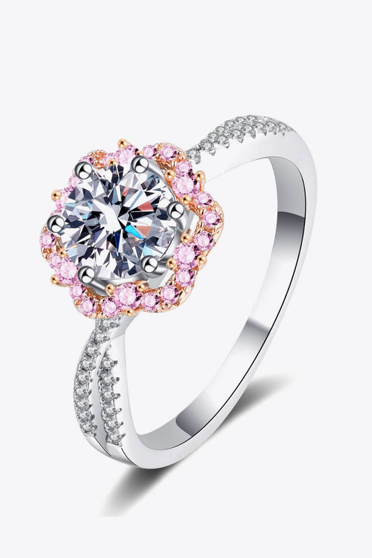 1 Carat Moissanite Flower-Shaped Crisscross Ring - Body By J'ne