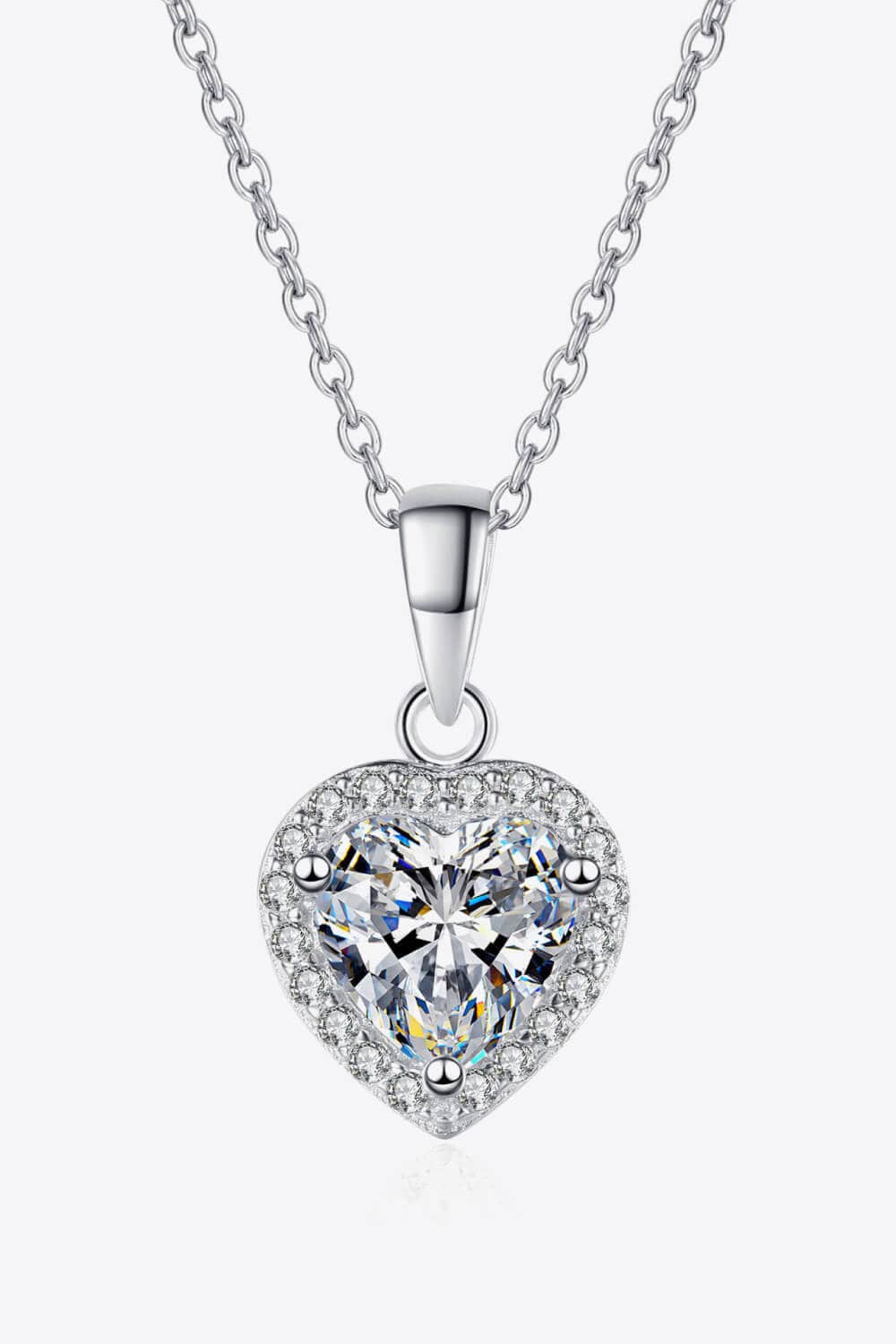 1 Carat Moissanite Heart Pendant Chain Necklace - Body By J'ne