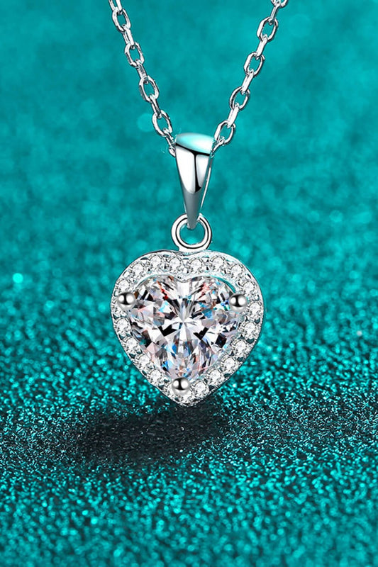 1 Carat Moissanite Heart Pendant Chain Necklace - Body By J'ne