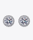 1 Carat Moissanite Rhodium-Plated Round Stud Earrings - Body By J'ne