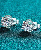 1 Carat Moissanite Rhodium-Plated Round Stud Earrings - Body By J'ne