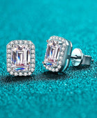 1 Carat Moissanite Rhodium-Plated Square Stud Earrings - Body By J'ne