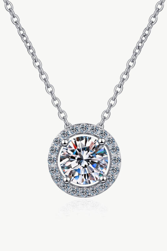 1 Carat Moissanite Round Pendant Chain Necklace - Body By J'ne