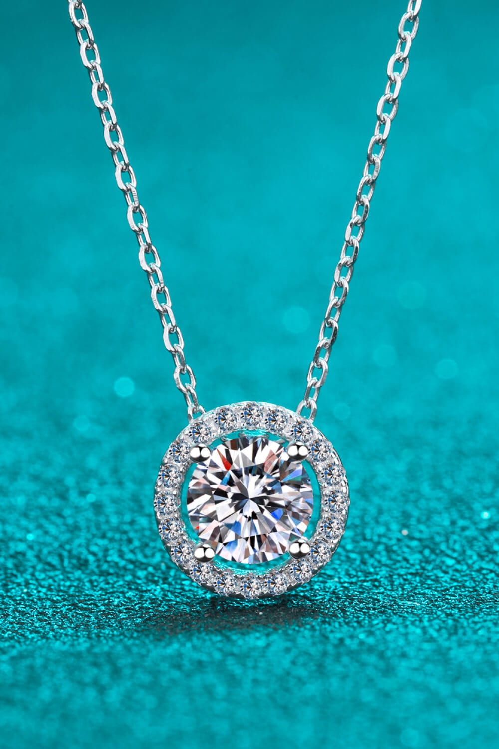 1 Carat Moissanite Round Pendant Chain Necklace - Body By J'ne