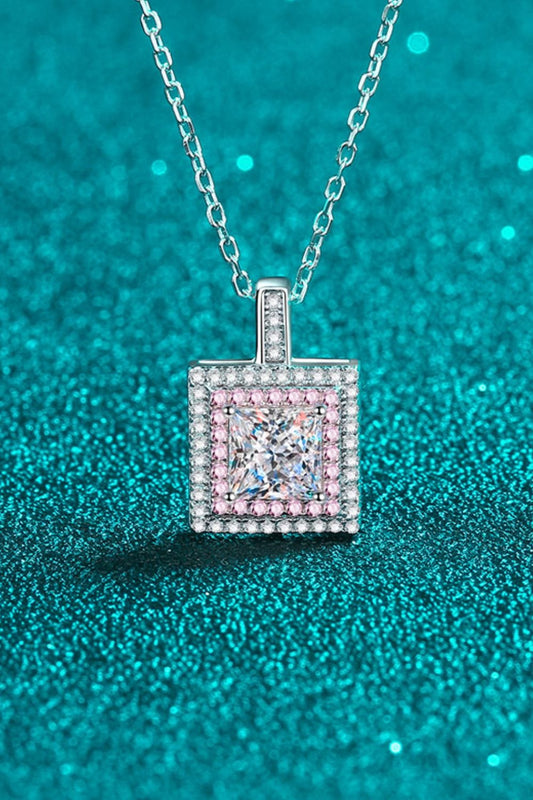 1 Carat Moissanite Square Pendant Chain Necklace - Body By J'ne