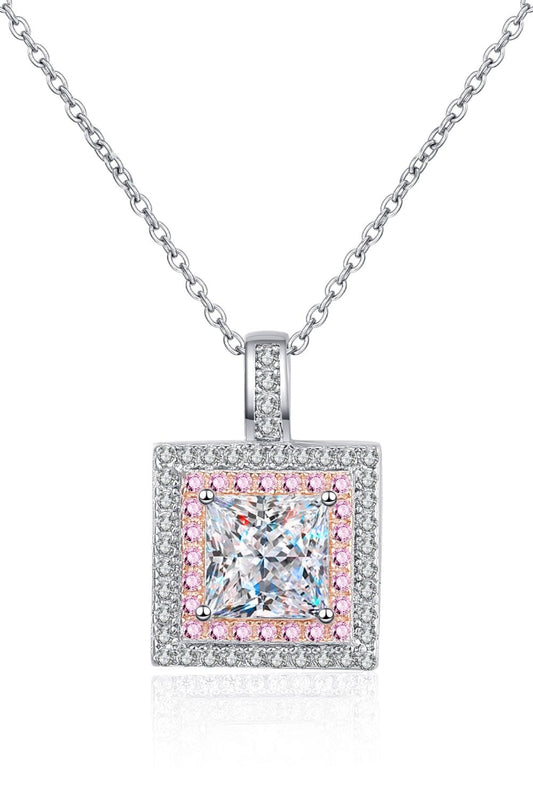 1 Carat Moissanite Square Pendant Chain Necklace - Body By J'ne