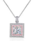 1 Carat Moissanite Square Pendant Chain Necklace - Body By J'ne