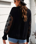 Openwork Lantern Sleeve Dropped Shoulder Sweater - Body By J'ne