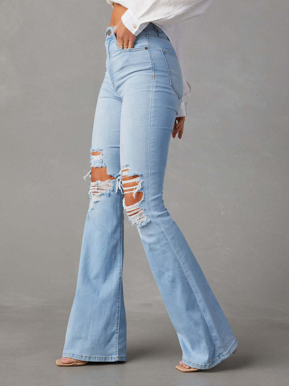 Distressed Bootcut Jeans with Pockets - Body By J'ne