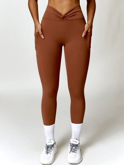 Twisted High Waist Active Pants with Pockets - Body By J'ne