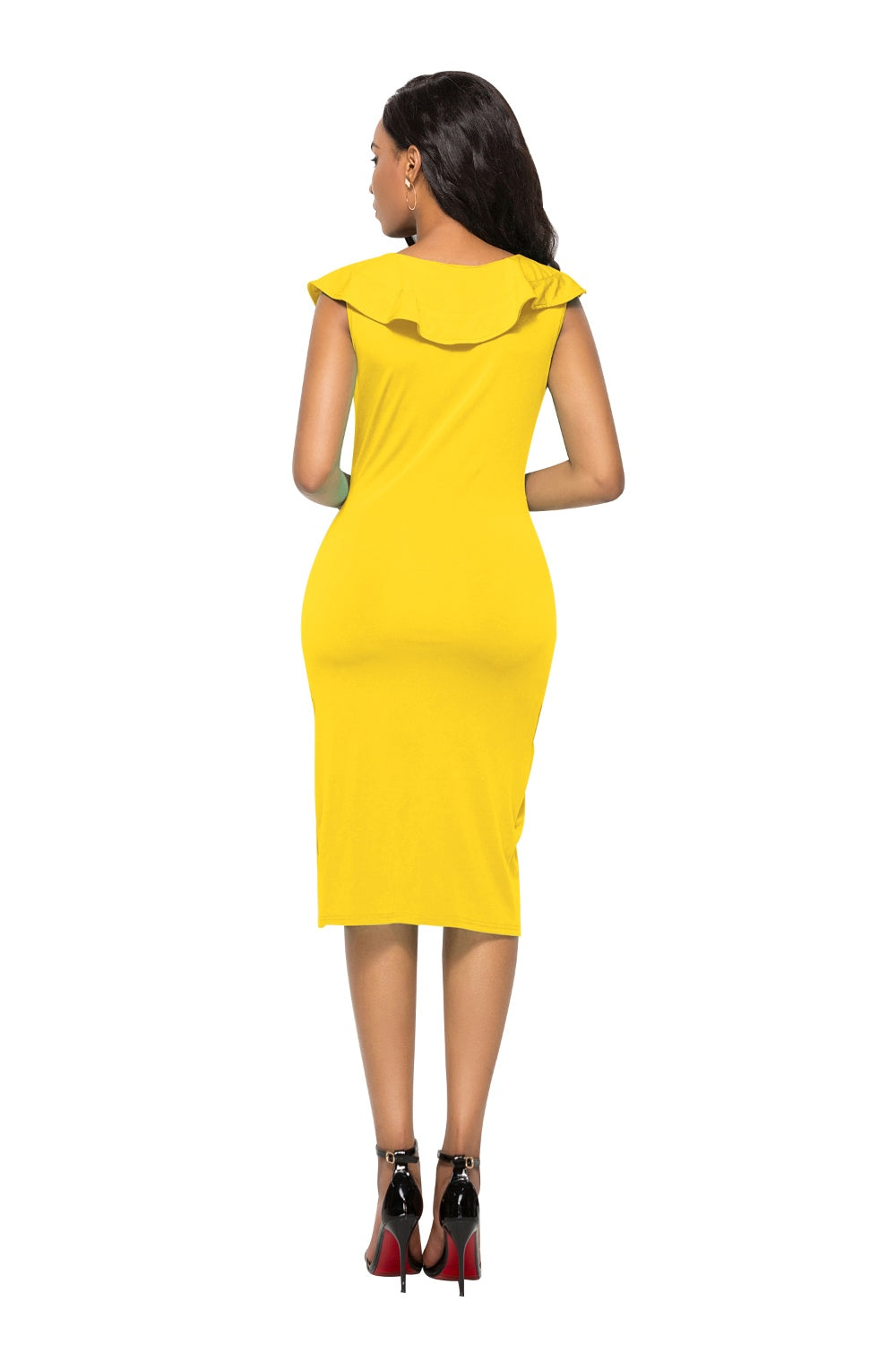 Ruched Ruffled Cap Sleeve Dress - Body By J'ne