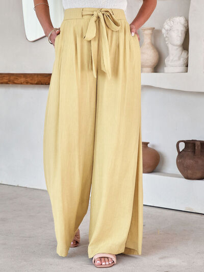 Drawstring Pocketed Wide Leg Pants - Body By J'ne