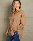 Dropped Shoulder Collared High-Low Shirt - Body By J'ne