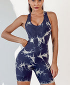 Printed Crisscross Wide Strap Active Romper - Body By J'ne