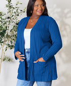 Ribbed Open Front Cardigan with Pockets - Body By J'ne