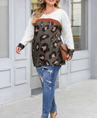 Plus Size Leopard V-Neck Dropped Shoulder T-Shirt - Body By J'ne