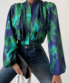 Tie-Dye Button Up Balloon Sleeve Blouse - Body By J'ne