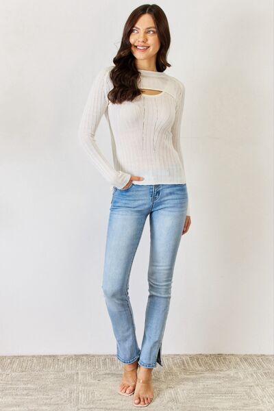 Fitted Long Sleeve Cutout Top - Body By J'ne