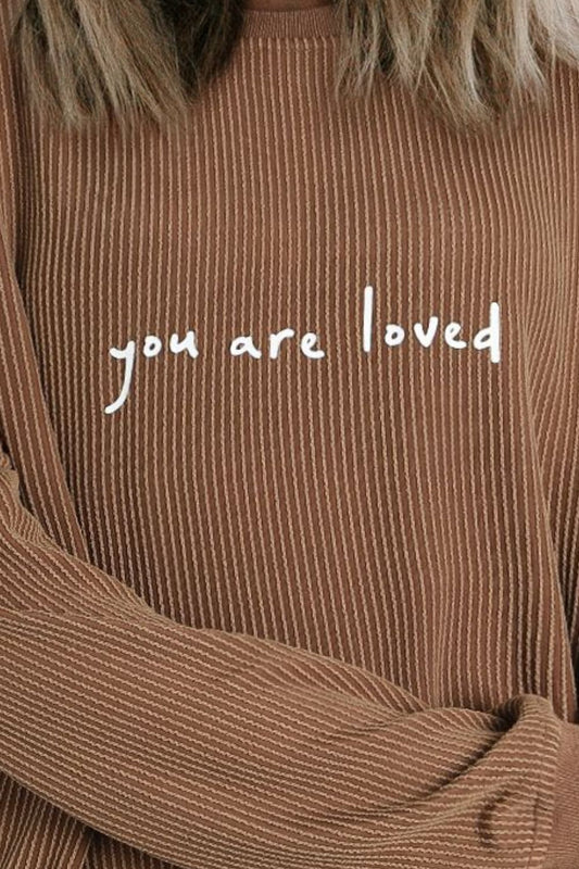 YOU ARE LOVED Graphic Dropped Shoulder Sweatshirt - Body By J'ne