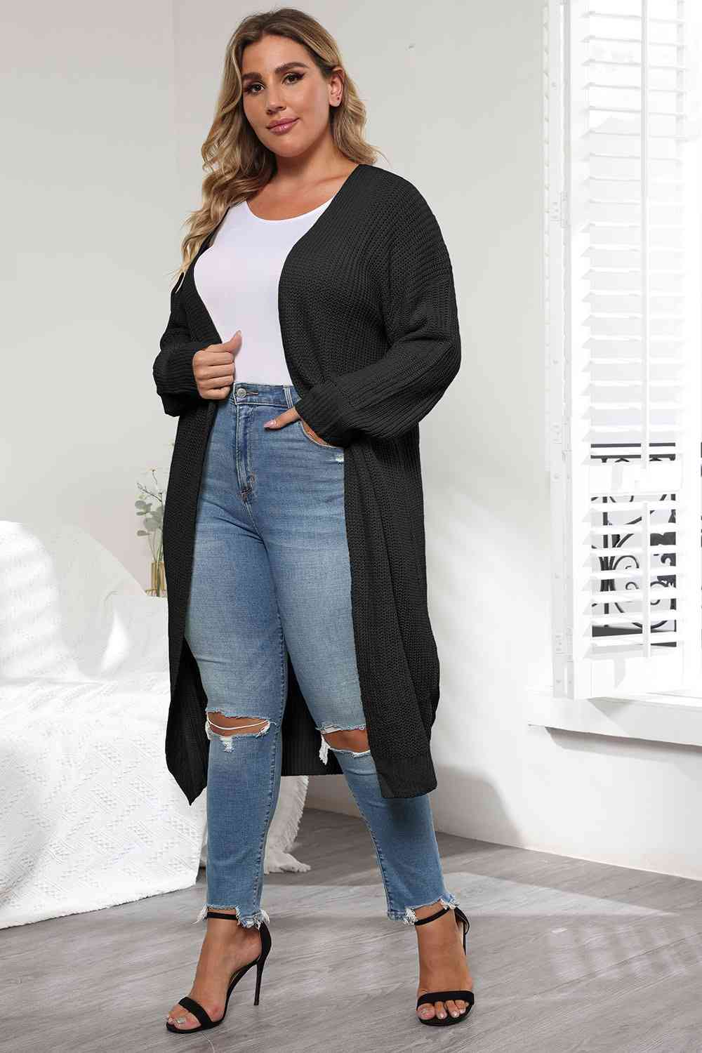 Plus Size Open Front Long Sleeve Cardigan - Body By J'ne