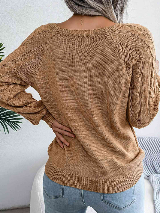 Fall Free Button Cable-Knit Sweater - Body By J'ne