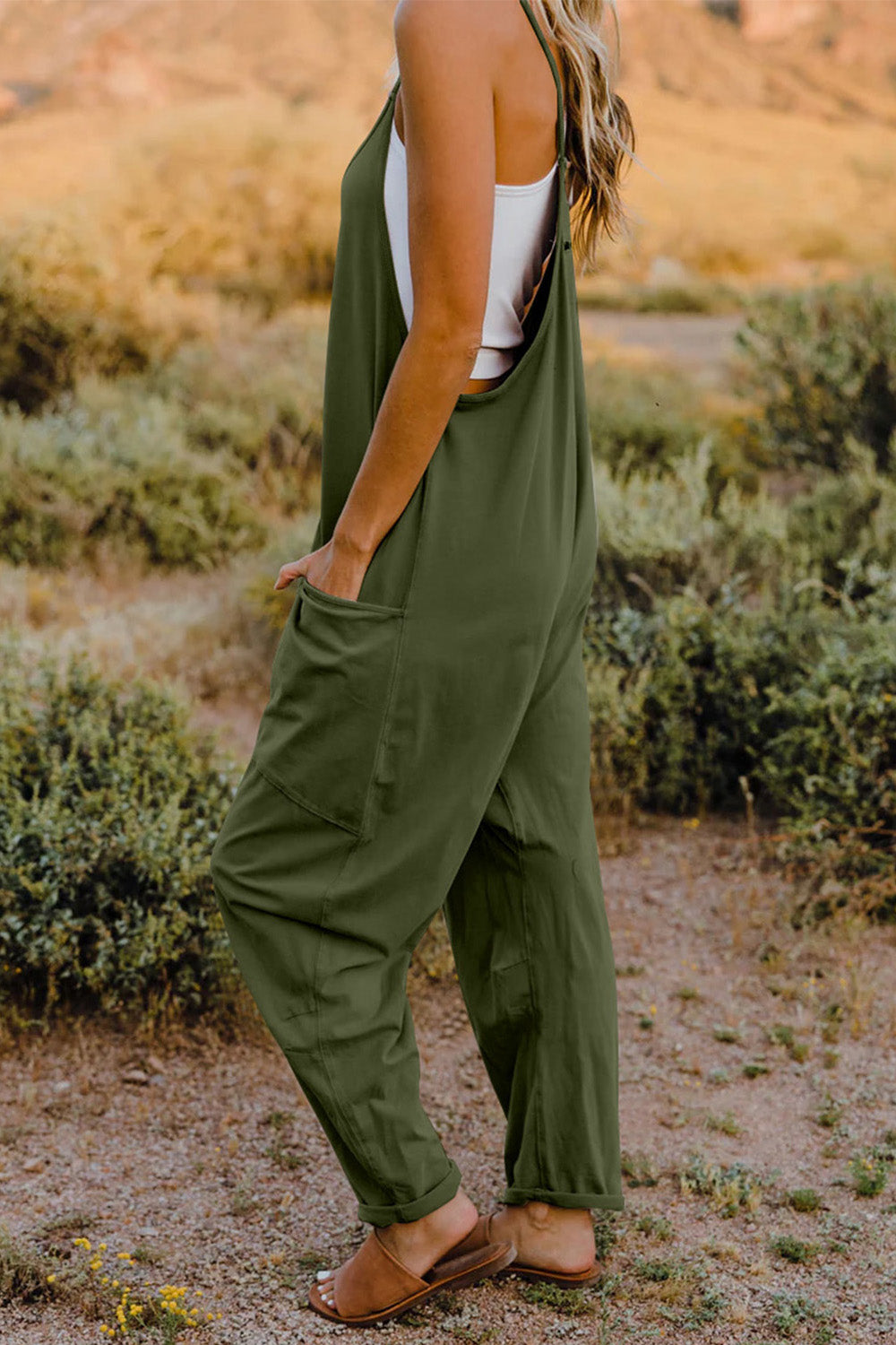 Double Take  V-Neck Sleeveless Jumpsuit with Pocket - Body By J'ne