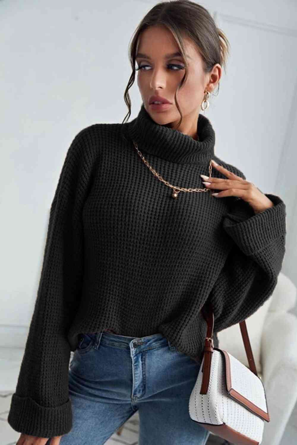 Turtleneck Long Sleeve Sweater - Body By J'ne