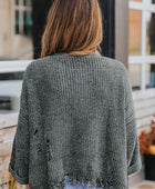 Distressed Pocketed Raw Hem Sweater - Body By J'ne