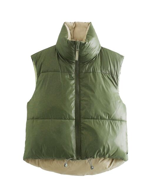 Zip Up Drawstring Reversible Vest - Body By J'ne