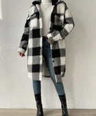 Plaid Collared Neck Button Down Coat - Body By J'ne