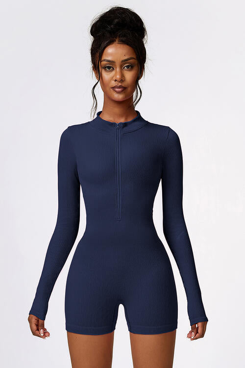 Half Zip Long Sleeve Active Romper - Body By J'ne