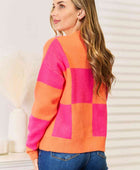 Checkered V-Neck Dropped Shoulder Cardigan - Body By J'ne