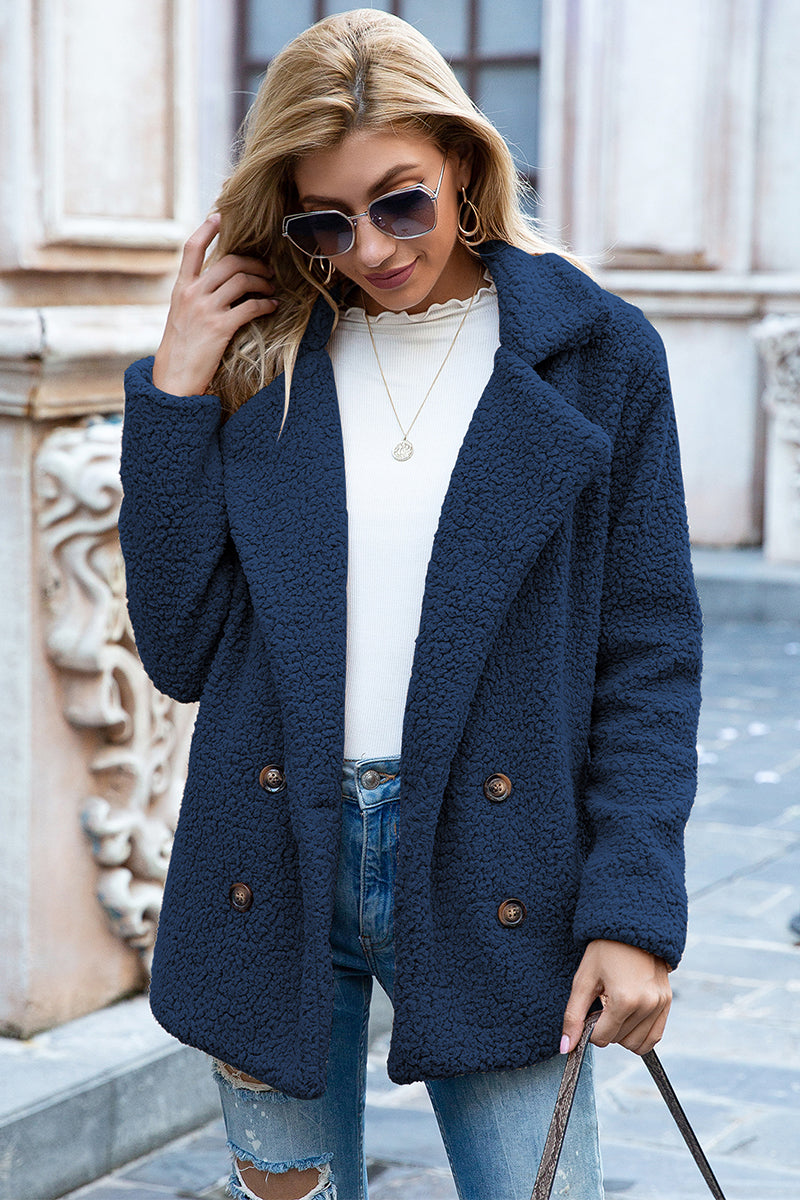Full Size Lapel Collar Sherpa Coat - Body By J'ne