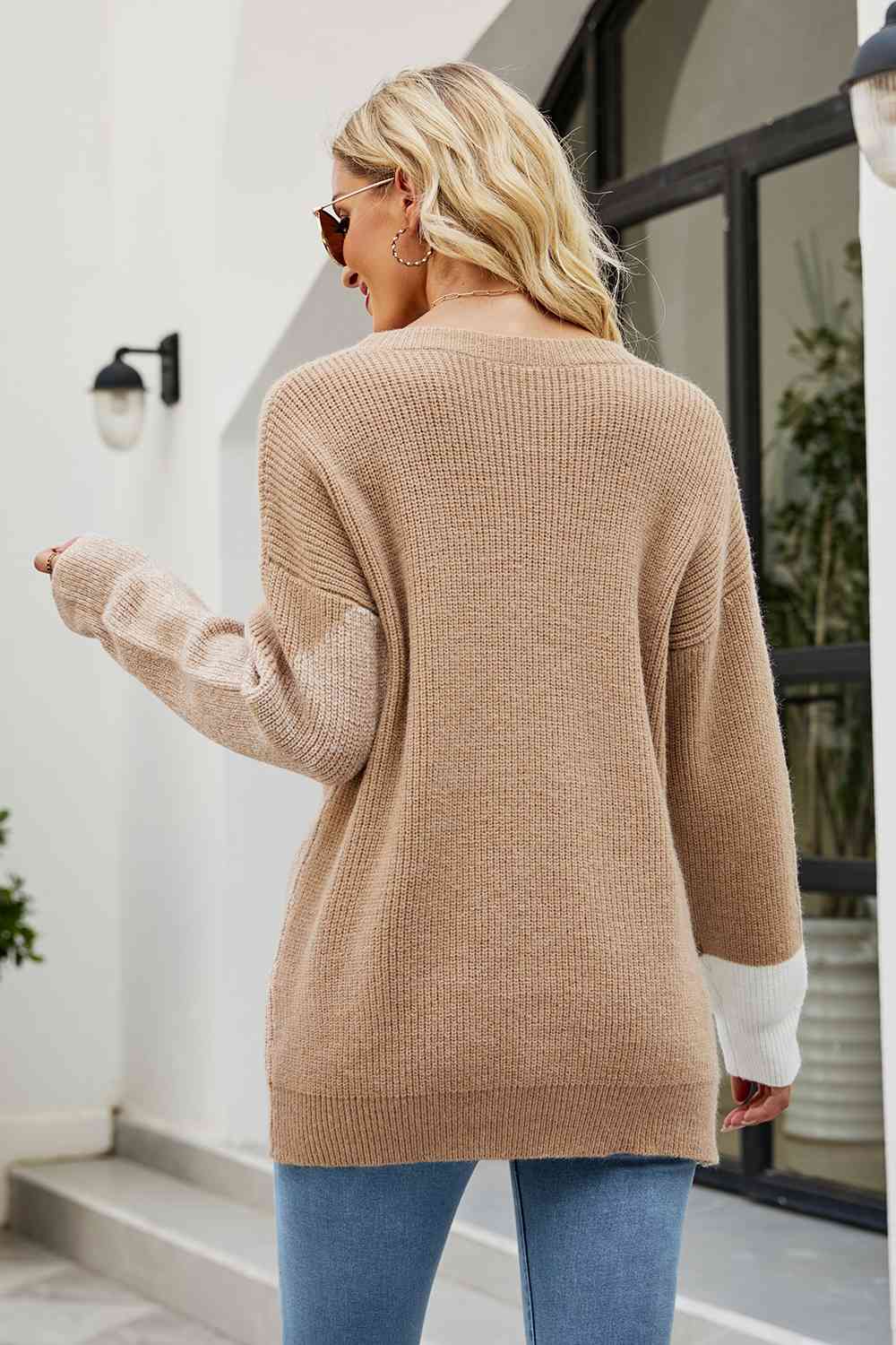 Color Block Round Neck Sweater - Body By J'ne