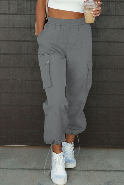 Drawstring Elastic Waist Pants with Pockets - Body By J'ne