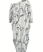 Printed Single Shoulder Lantern Sleeve Maxi Dress - Body By J'ne