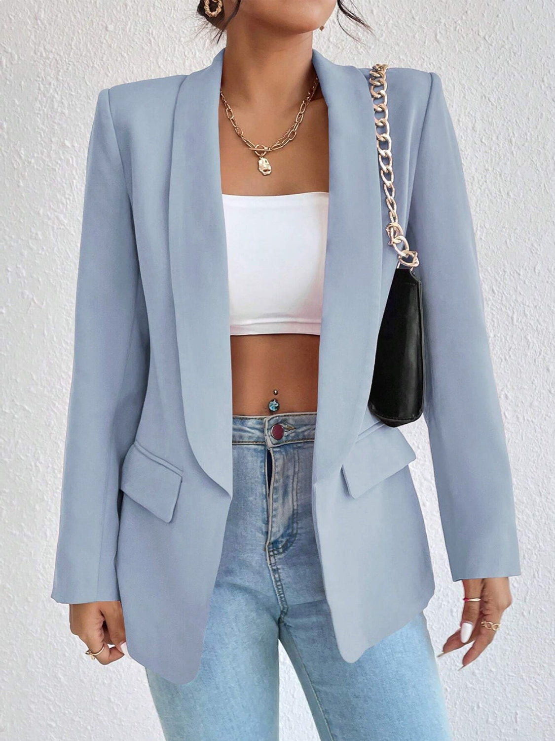 Shawl Collar Long Sleeve Blazer - Body By J'ne