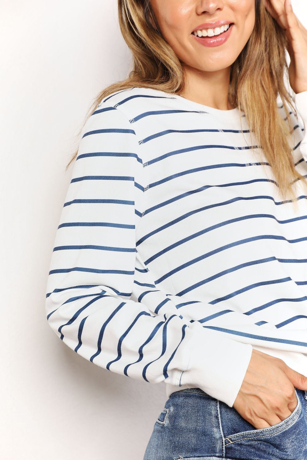 Double Take Striped Long Sleeve Round Neck Top - Body By J'ne