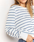 Double Take Striped Long Sleeve Round Neck Top - Body By J'ne