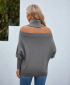 Off Shoulder Turtleneck Batwing Sleeve Sweater - Body By J'ne