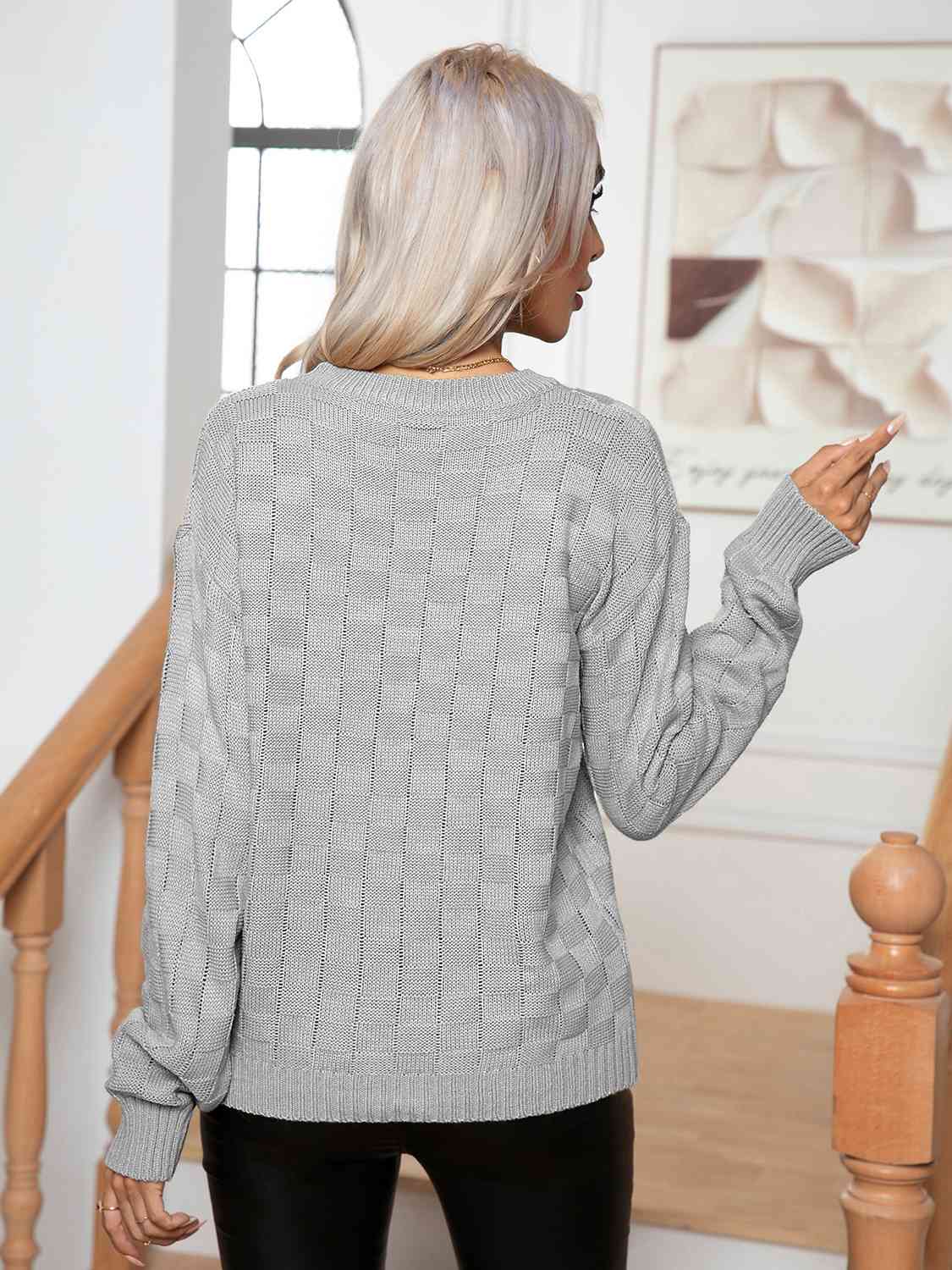 Round Neck Drop Shoulder Sweater - Body By J'ne