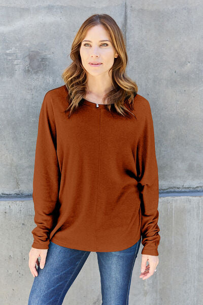 Full Size Round Neck Long Sleeve T-Shirt - Body By J'ne