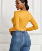 Half Zip Scoop Neck Long Sleeve Bodysuit - Body By J'ne