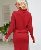 Turtle Neck Long Sleeve Ribbed Sweater Dress - Body By J'ne