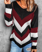 Eyelet Color Block Long Sleeve Sweater - Body By J'ne
