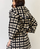 Fuzzy Plaid Waist Tie Hooded Robe Cardigan - Body By J'ne