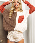 Color Block Brushed Checker Top - Body By J'ne