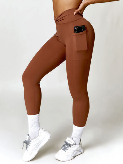 Twisted High Waist Active Pants with Pockets - Body By J'ne