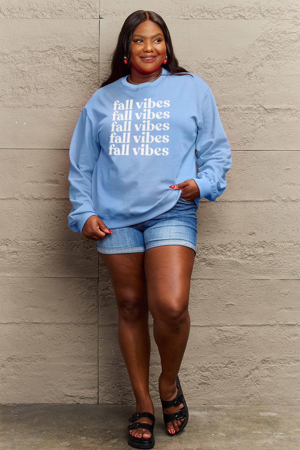 Full Size FALL VIBES Graphic Sweatshirt - Body By J'ne