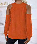 Round Neck Cold-Shoulder Sweater - Body By J'ne